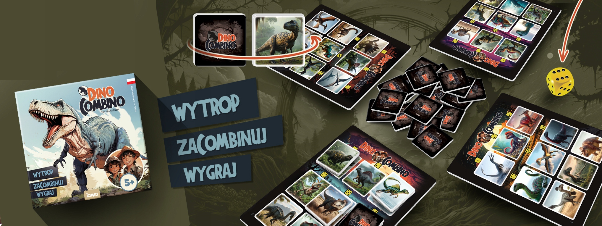 GRA PLANSZOWA DINO COMBINO gra dla wszystkich miłośników dinozaurów Stan opakowania oryginalne
