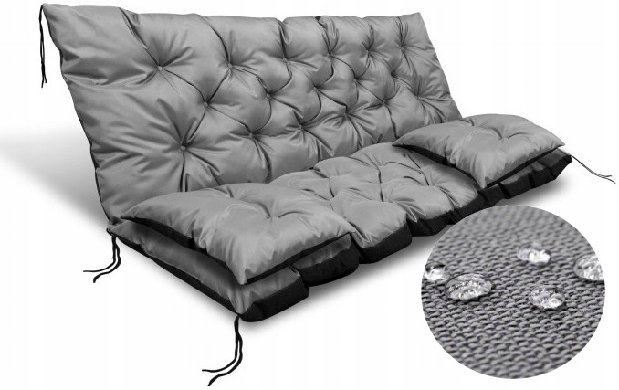 Sada Polštář Zahradní 180x60x50 cm na lavičku Houpačka Voděodolná Šedá