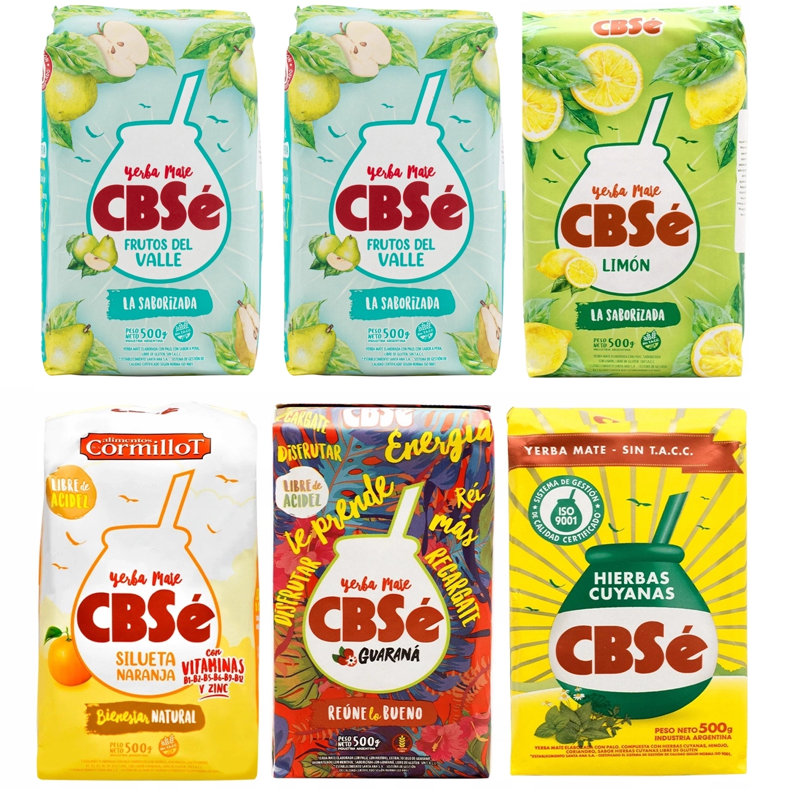 Levně Sada Yerba Mate CBSe různé příchutě 6x500g