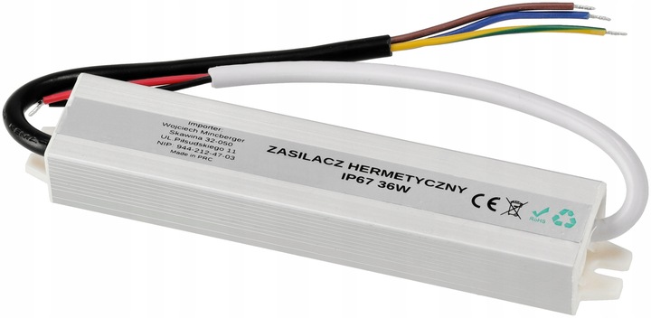 

Zasilacz 12V 36W 3A wodoodporny do taśm Led IP67