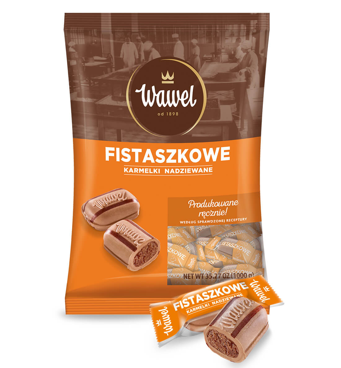Levně Wawel Fistaškové plněné karamelky 1 kg