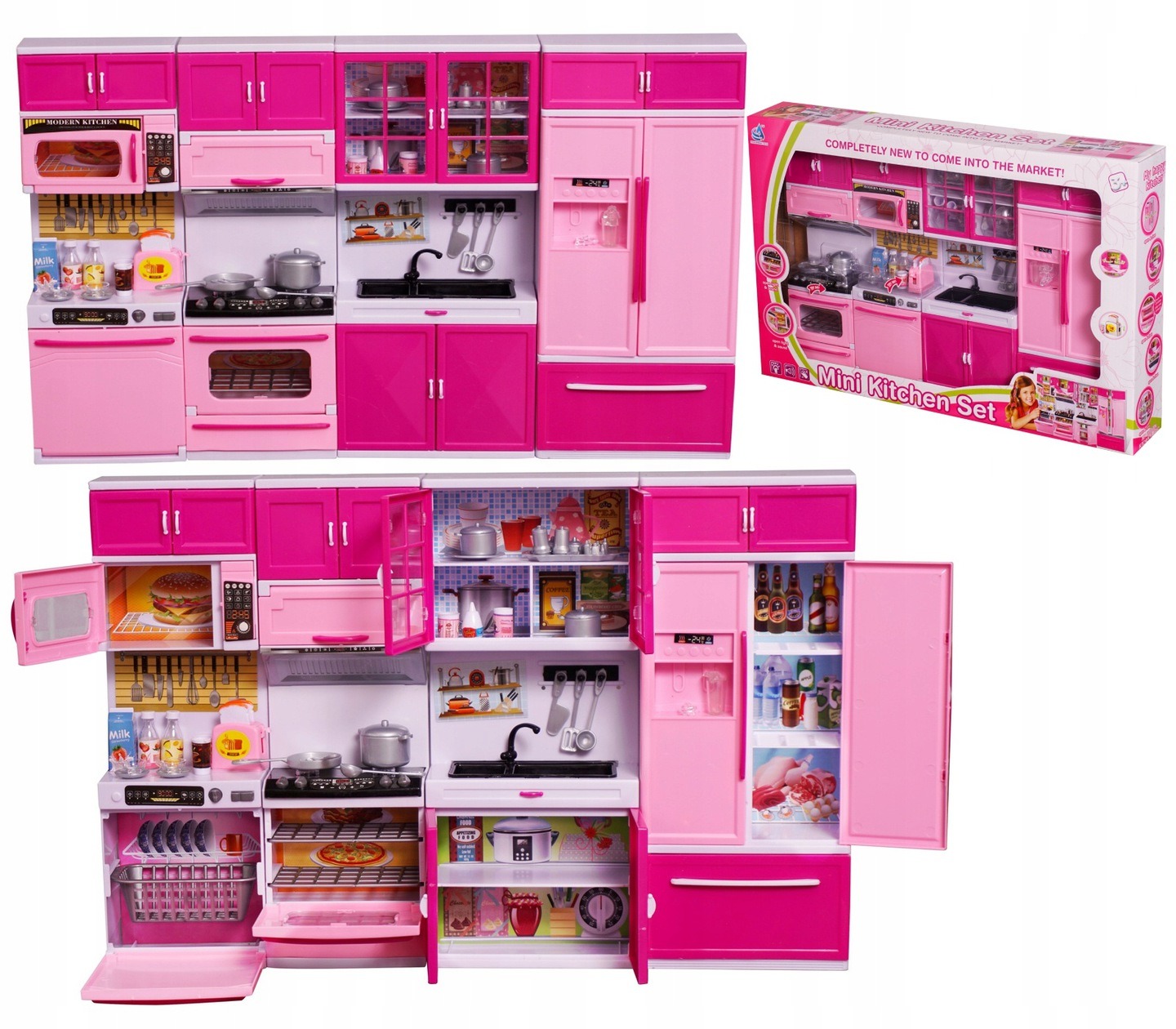 ZESTAW KUCHNIA MEBLE DLA LALEK DŹWIĘK ŚWIATŁO