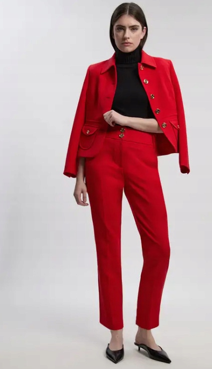 Červené Vypasované Kalhoty Karen Millen XXL