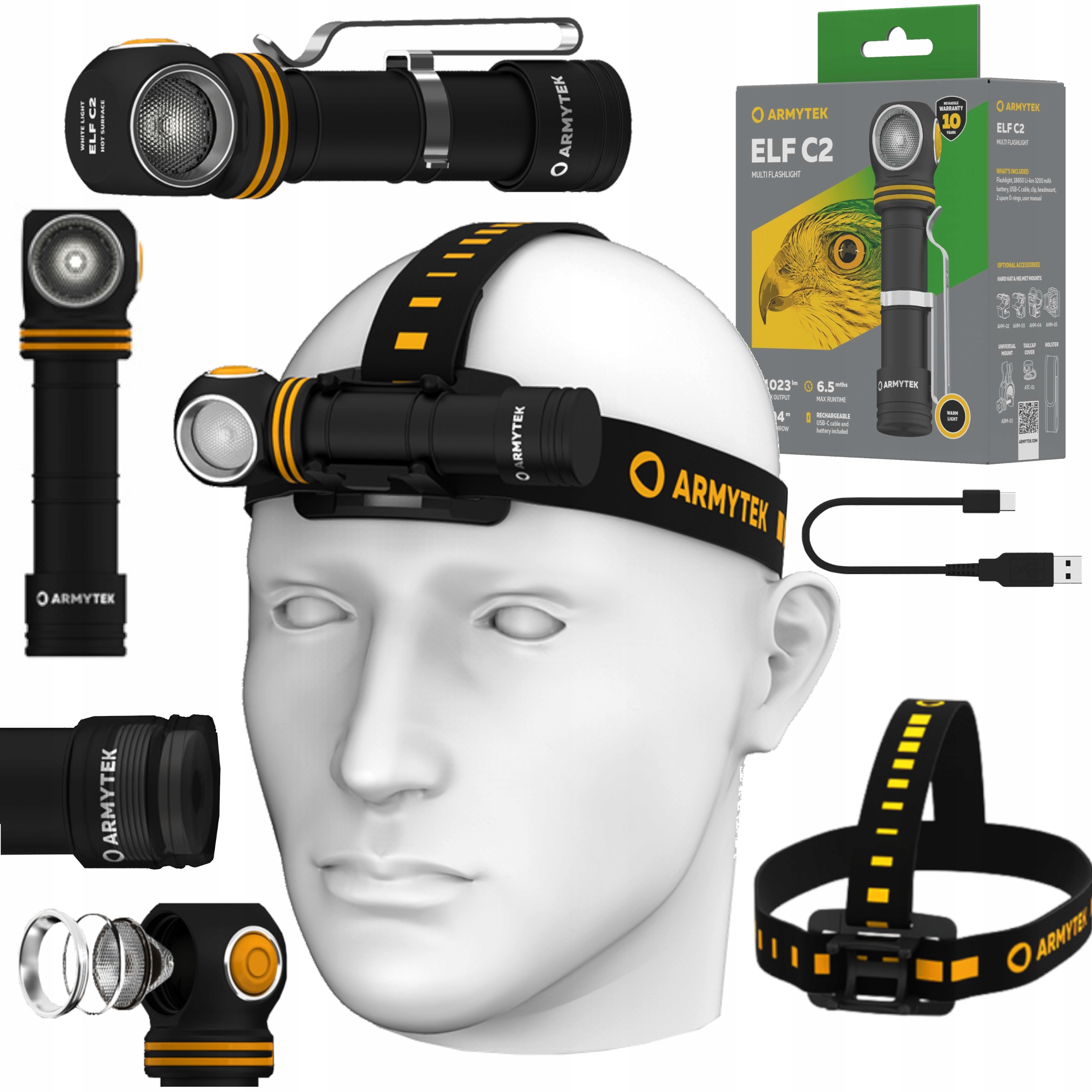 LATARKA CZOŁOWA MOCNA MULTI ROWEROWA ARMYTEK USB-C WARM ELF C2