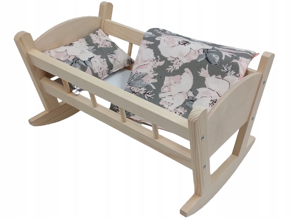 DREWNIANA KOŁYSKA DLA LALEK + POŚCIEL KOŁYSKA DUŻA