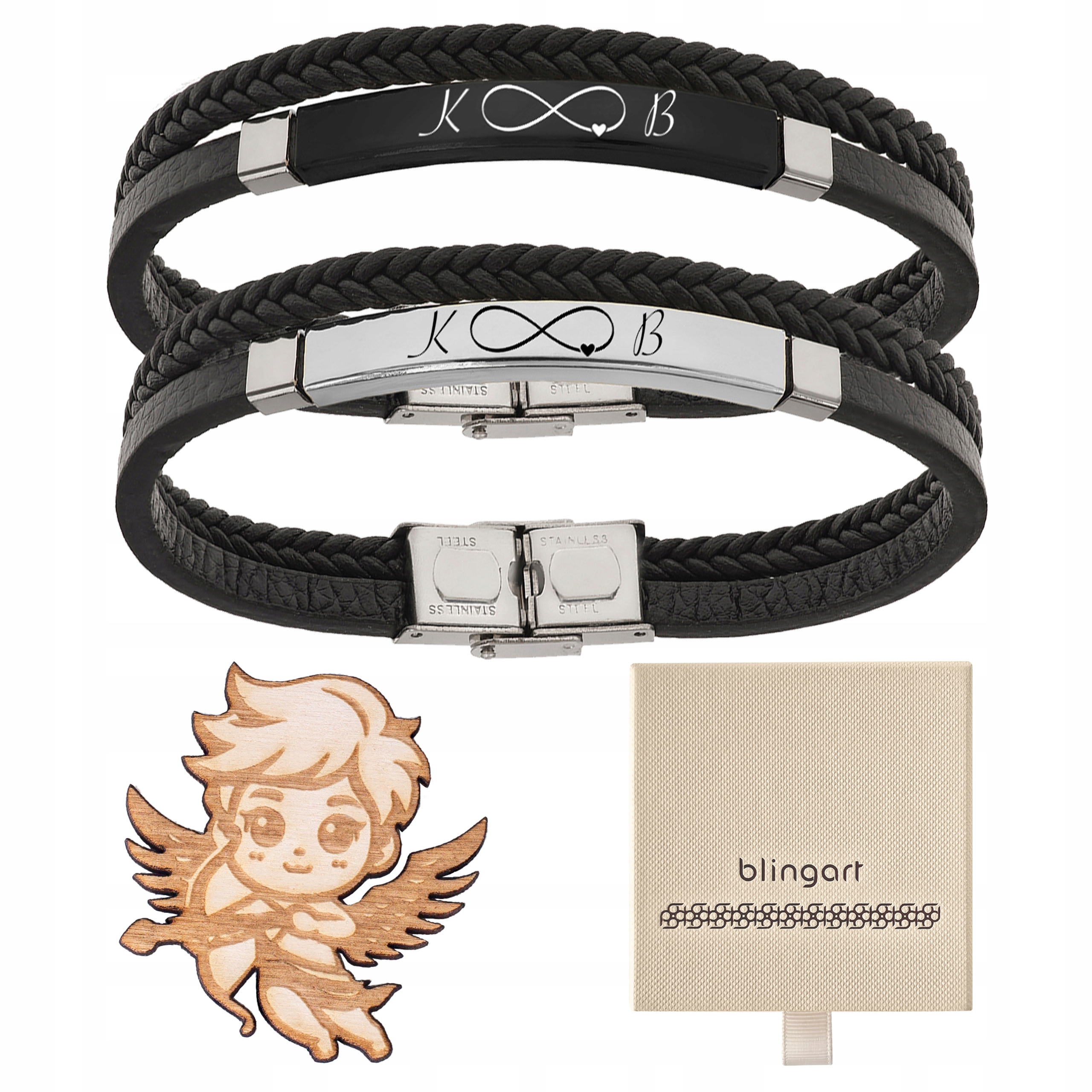 Párové Náramky s gravírováním Valentýnský Dárek nastavitelný Blingart