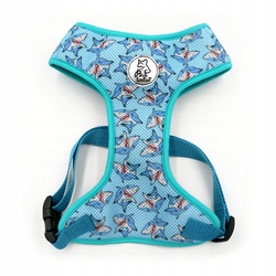 Levně Postroj pro psa s žraloky Shark beztlakový M