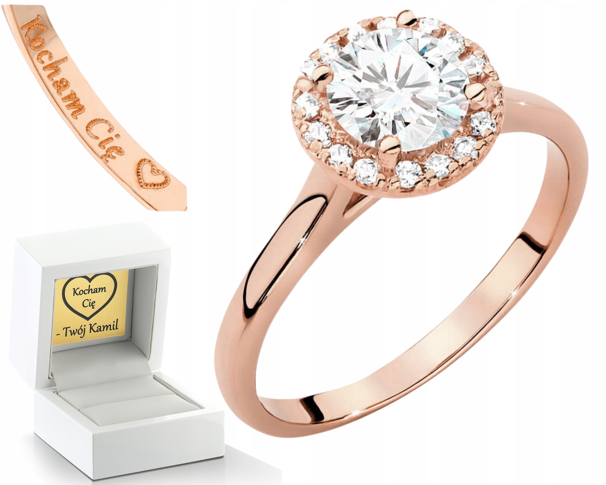 Růžové Zlato Prstýnek Diamanty Lab 0,84 Ct Dárek Drť 585