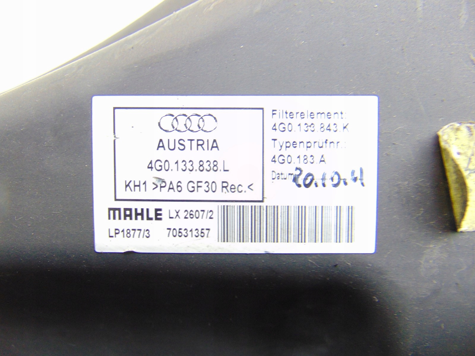 Gehäuse filter luft AUDI A6 C7 4G 2.0 TDI 4G0133838L