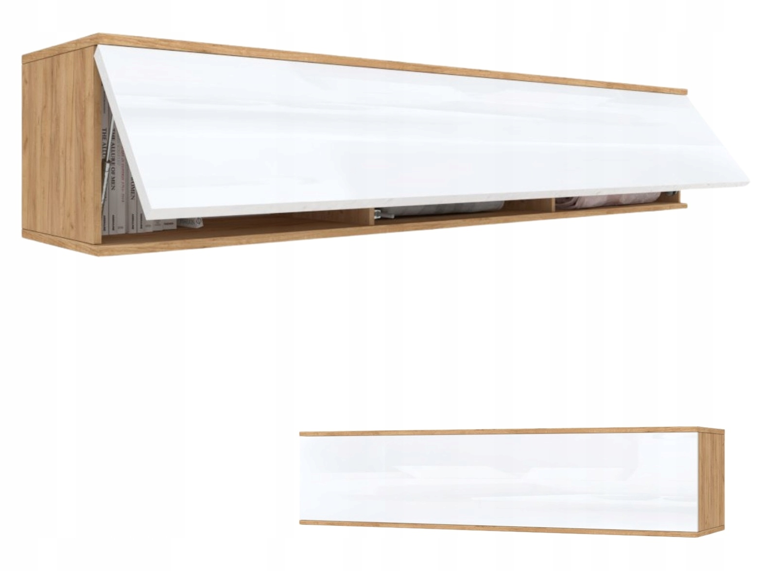 Závěsná horizontální skříňka Rtv Komoda Simply Up Craft Bílý lesk 160