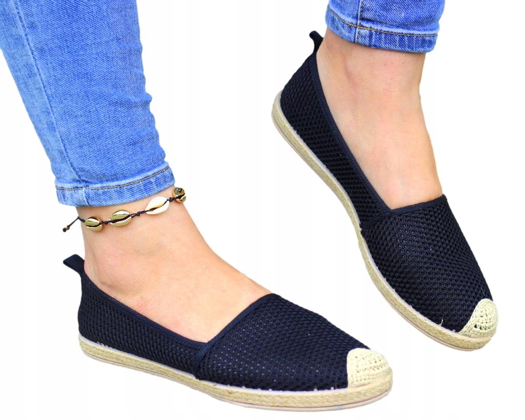 

Czarne Espadryle Tenisówki Lekkie Wsuwane Black 36