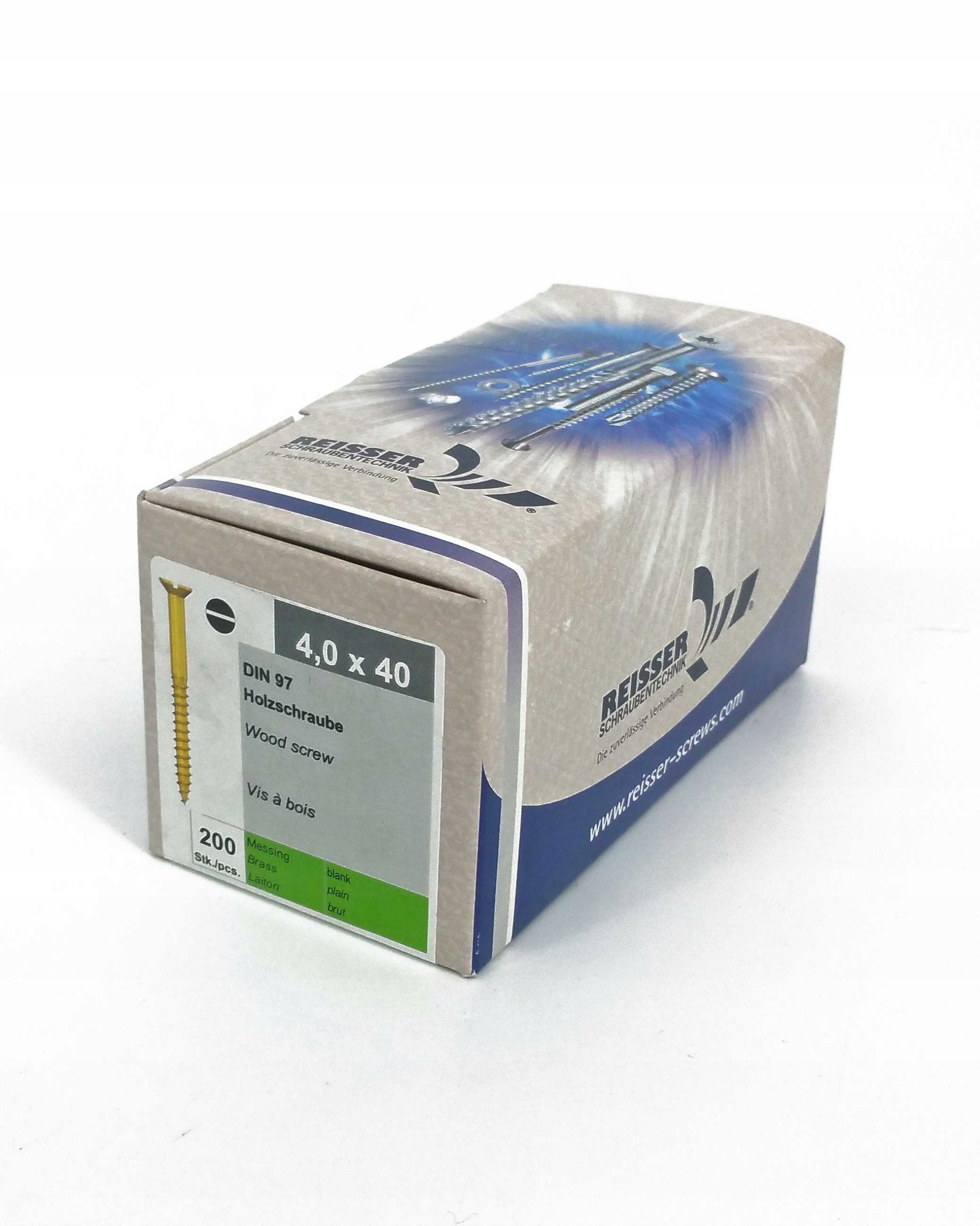 Wkręty mosiądz Reisser 4,0x40, łeb stożkowy DIN 97 Marka Reisser