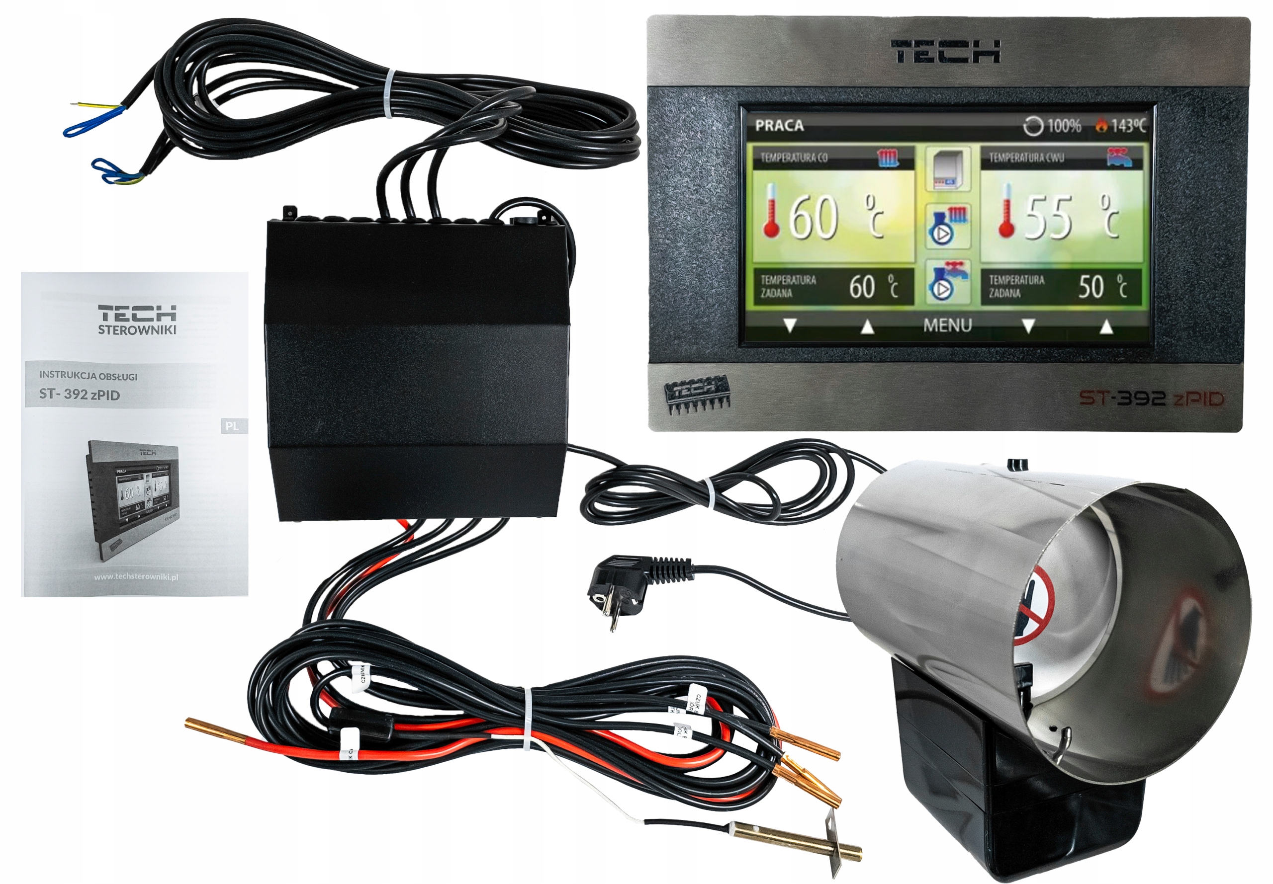 Sterownik Regulator Programator Do Kominka Kolorowy Dotykowy ST-392 Tech