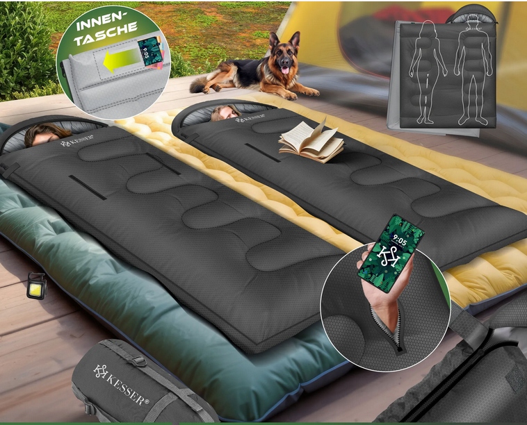 Outdoorový Kempingový Spací Pytel Antracit 220 X 83 CM Kesser