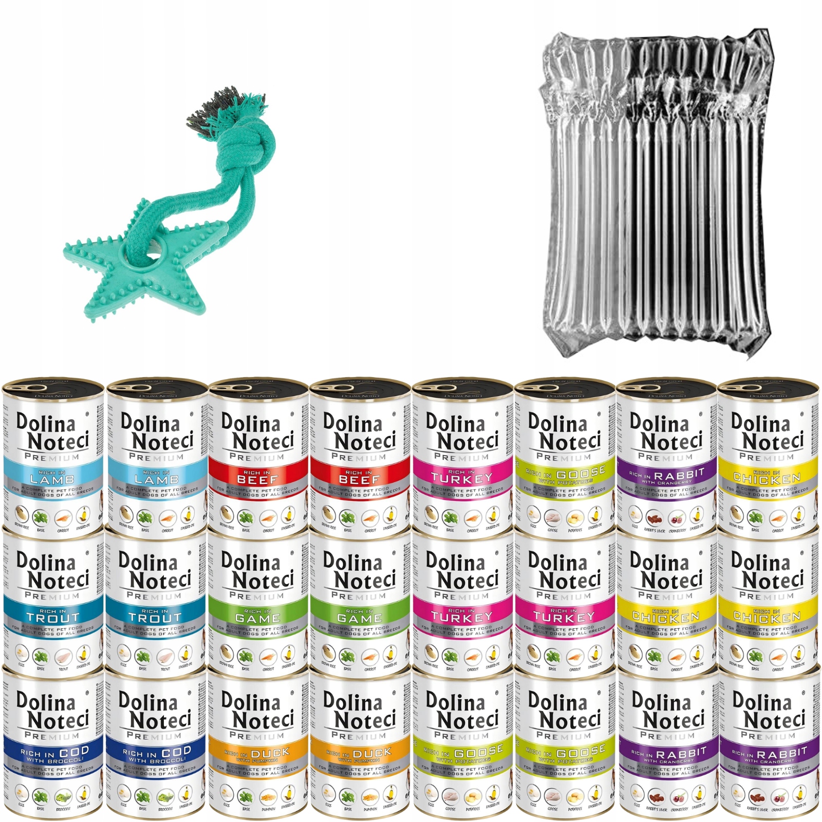 Levně Dolina Noteci Premium vlhké krmivo pro psy 24x400g mix chutí hračka