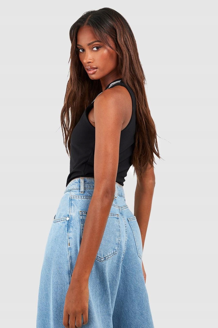 Boohoo rvs BODY zdobienie asymetryczne czarne XXL Marka Boohoo