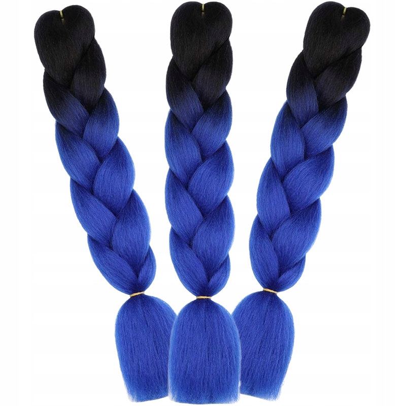 3x Włosy Syntetyczne na Warkocze Ombre Niebieskie