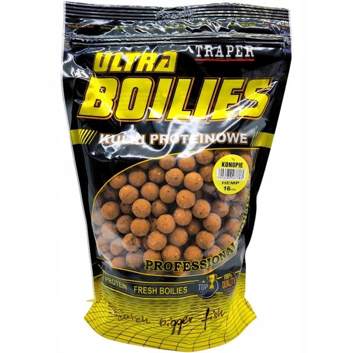 Kulki Zanętowe Traper Ultra Boilies Konopie Hemp 16mm 1kg Na Karpia Amura 1