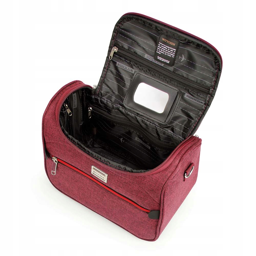 KOMPLET WALIZEK MATERIAŁOWYCH Z KOSMETYCZKĄ WITTCHEN 56-3S-50K-31 BORDOWY Pojemność 86 l