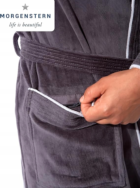 Morgenstern Szlafrok męski gruby z kapturem BAWEŁNA r. L Rozmiar L