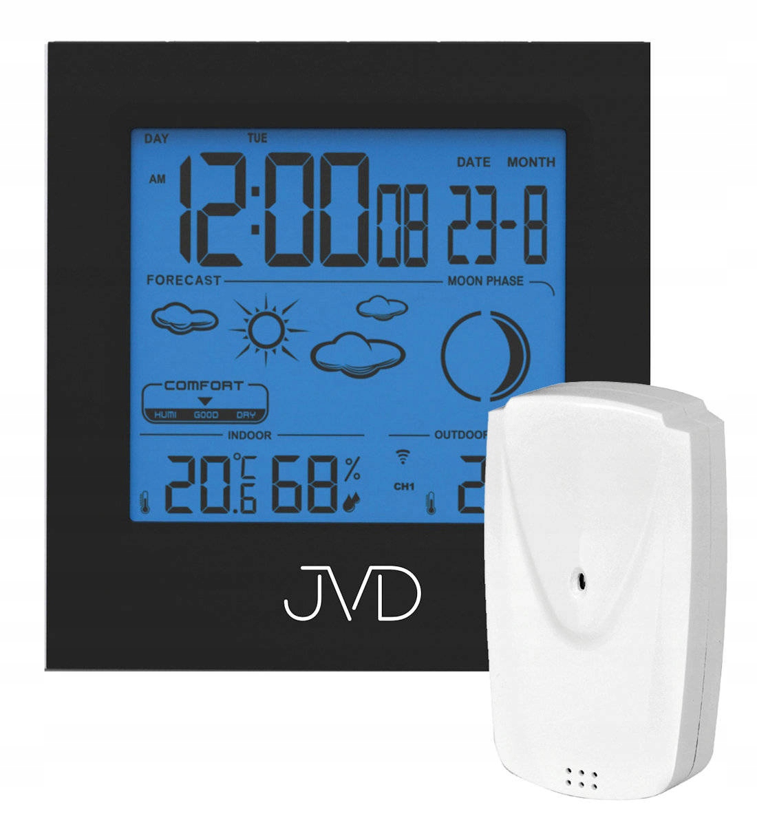 Čitelná Meteorologická Stanice Jvd RB672.1 Alarmová Sonda Dcf