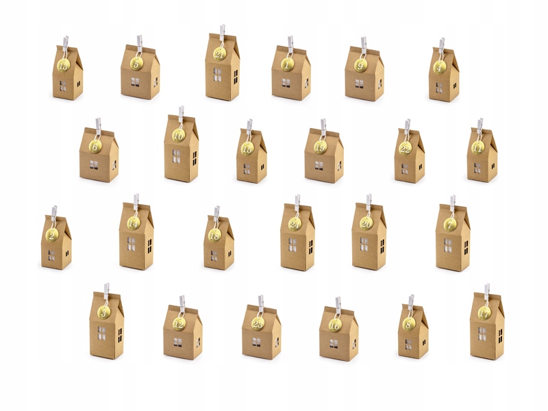 KALENDARZ ADWENTOWY Domki Kraft Zestaw Marka Party Deco