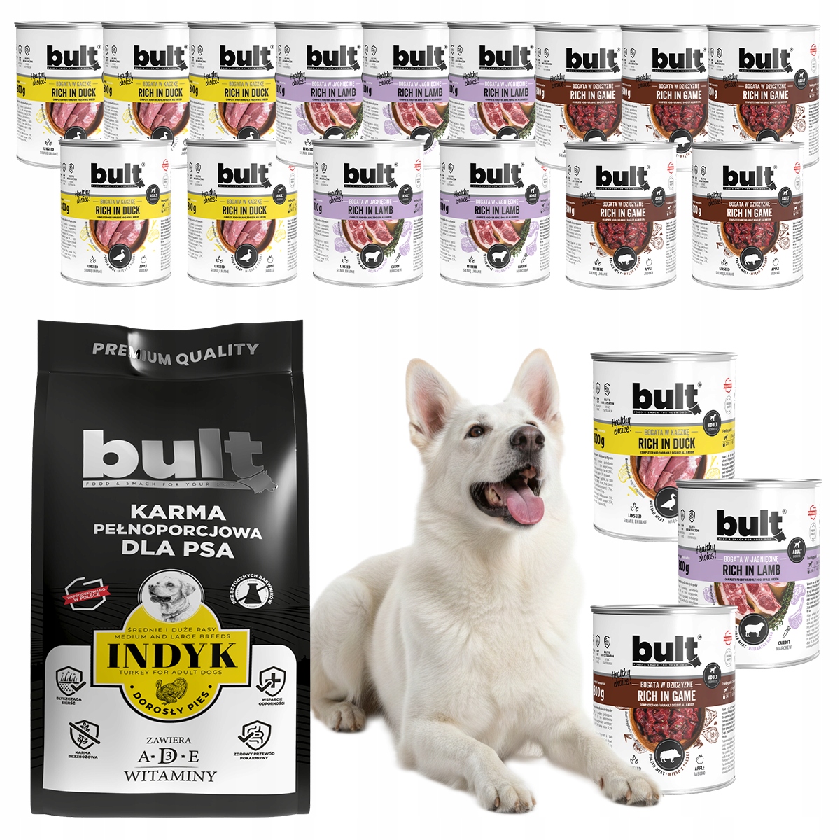 Levně Krmivo Suché s krůtím masem a Mokré pro psa MIX Chutí speciální Bult 17,4 kg