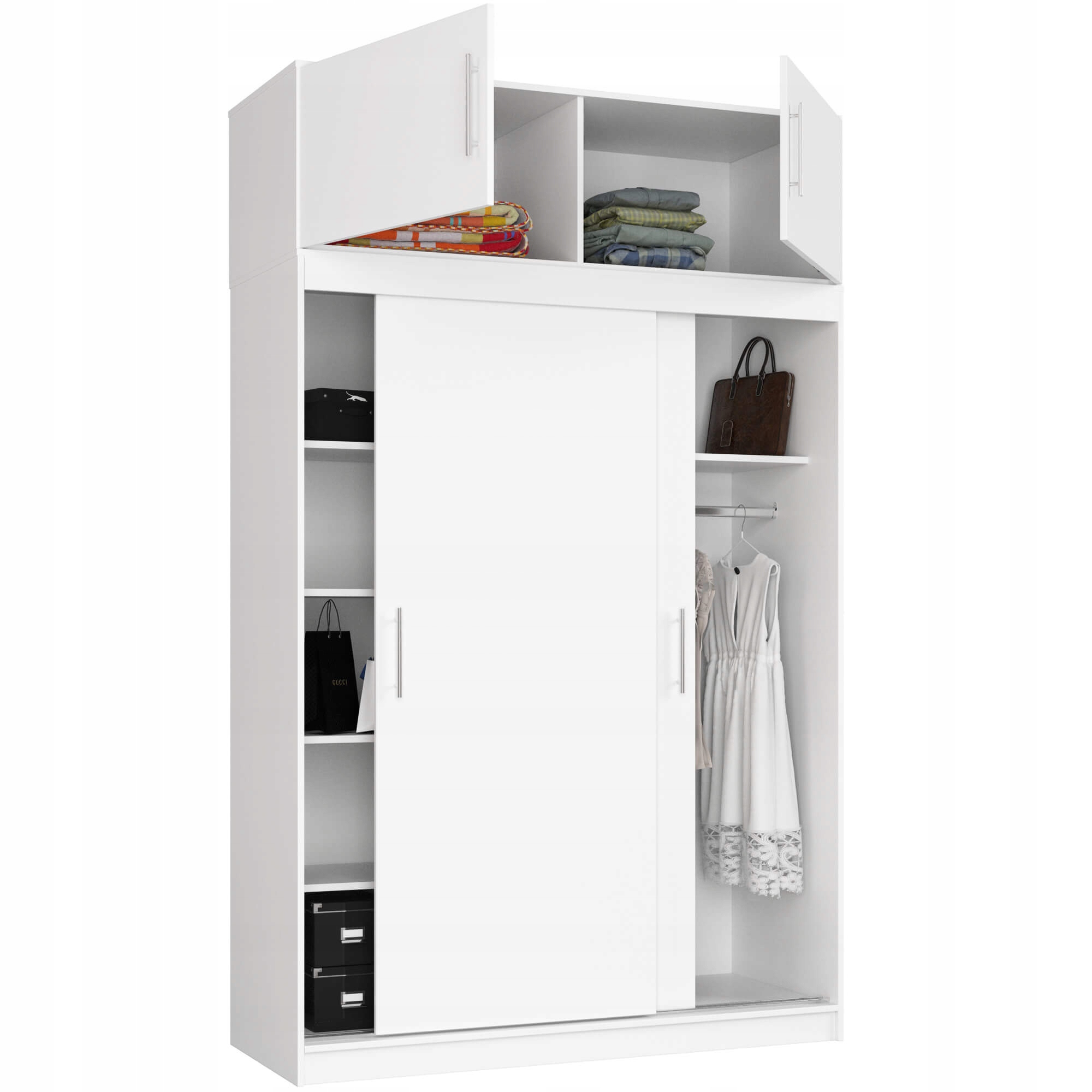 Posuvná Skříň S Výtažkem 150cm Clp Bílá Mono Akd