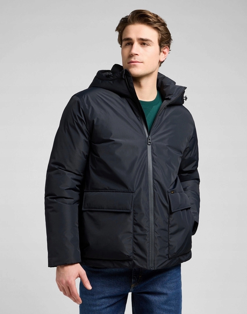 Pánská péřová bunda Lee Hooded Short Puffer Black 112370433 XXL