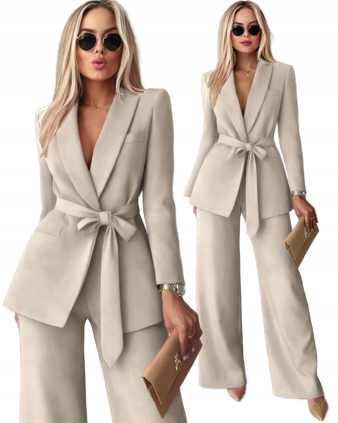 Garnitur Komplet damski szerokie spodnie marynarka L Alexis