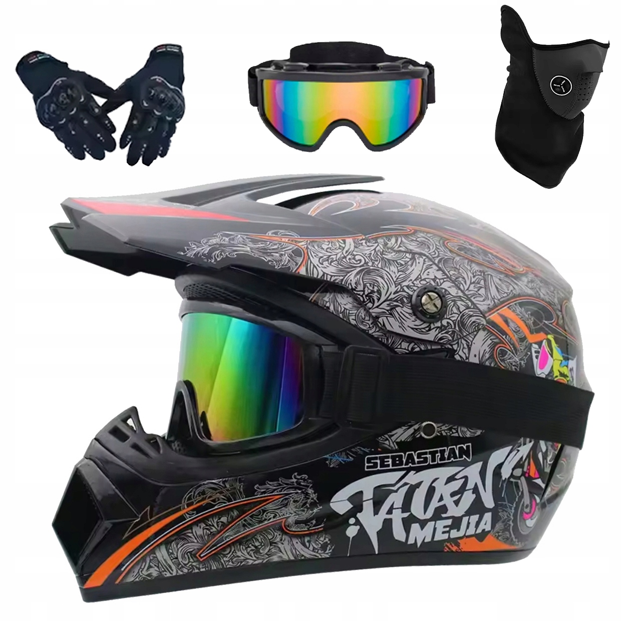 Helma Na Elektrickou Koloběžku Cross Enduro Quad Bmx Helma Brýle Rukavice L