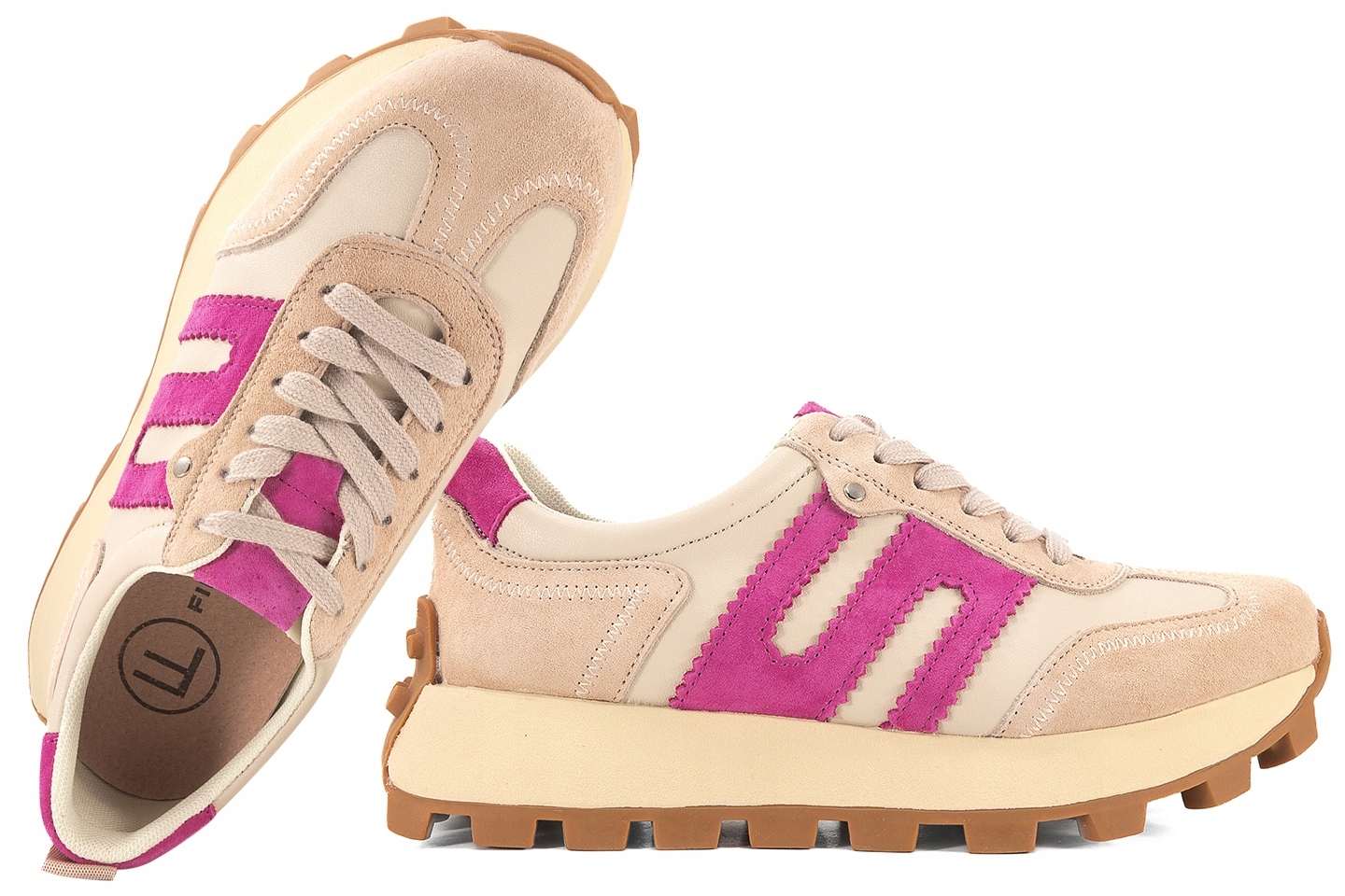 Filippo DP6743 Sportovní Polobotky Tenisky Na Platformě Kožené, béžové 37