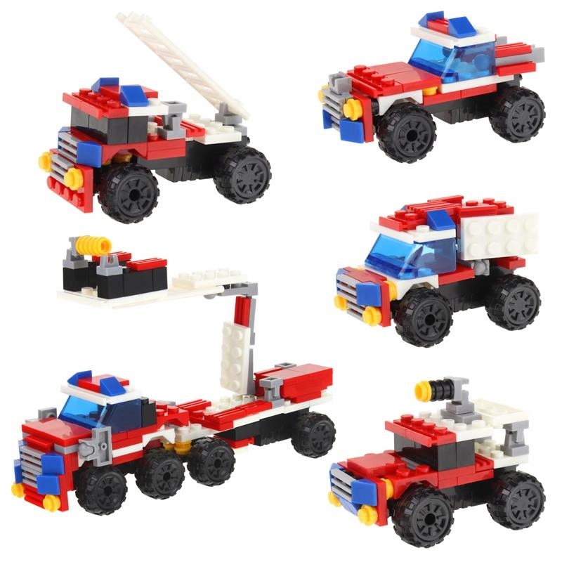 KONŠTRUKČNÉ KOCKY 4V1 HASIČSKÉ AUTO HASIČSKÝ ROBOT SADA 4 KS