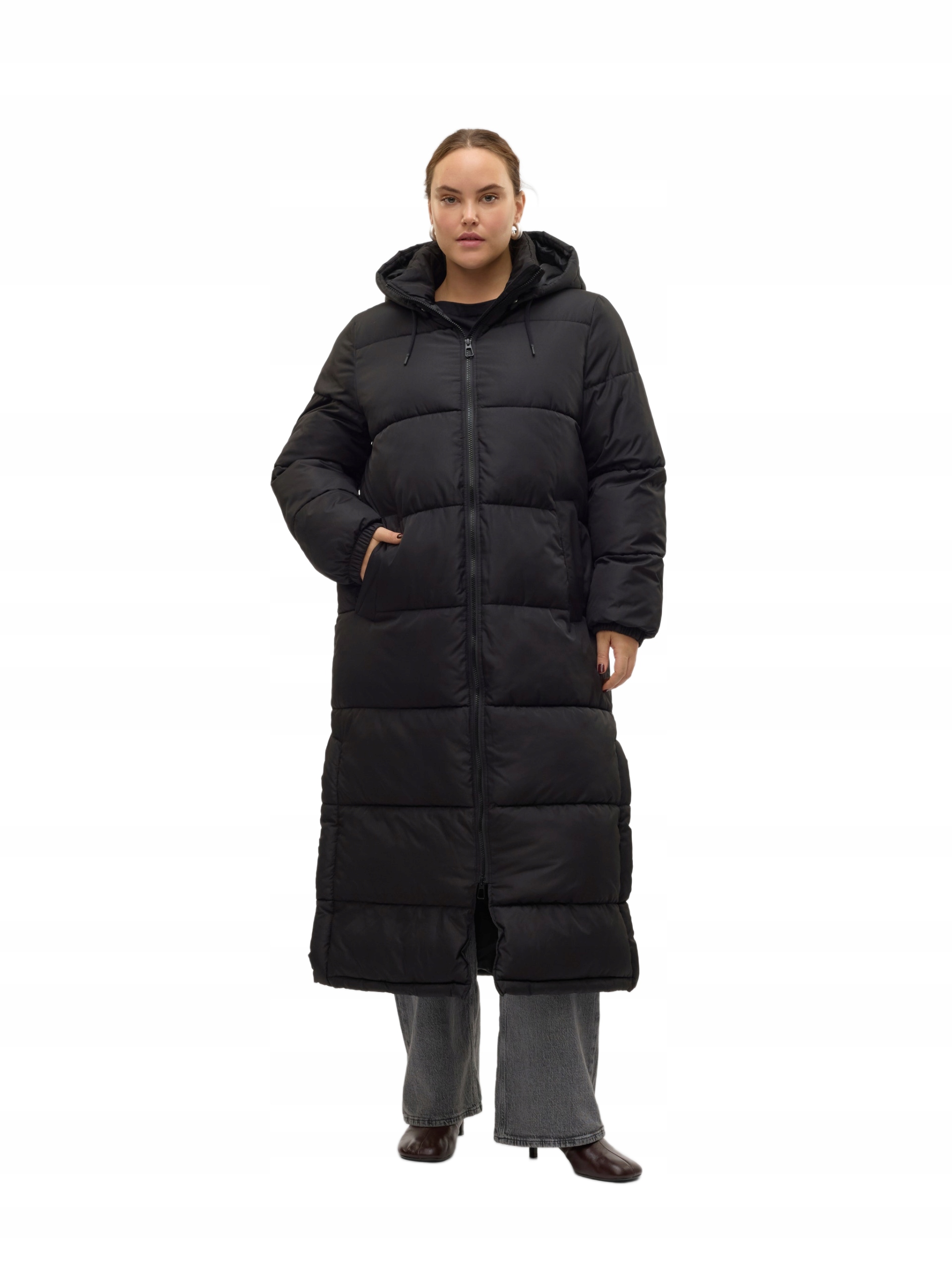 Vero Moda Černá Prošívaná Bunda S Kapucí Plus Size 50 6BB