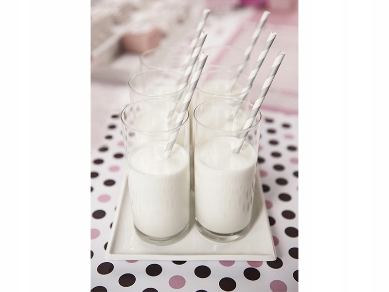 SŁOMKI PAPIEROWE 19,5cm Srebrne na Imprezę 10szt Materiał papier