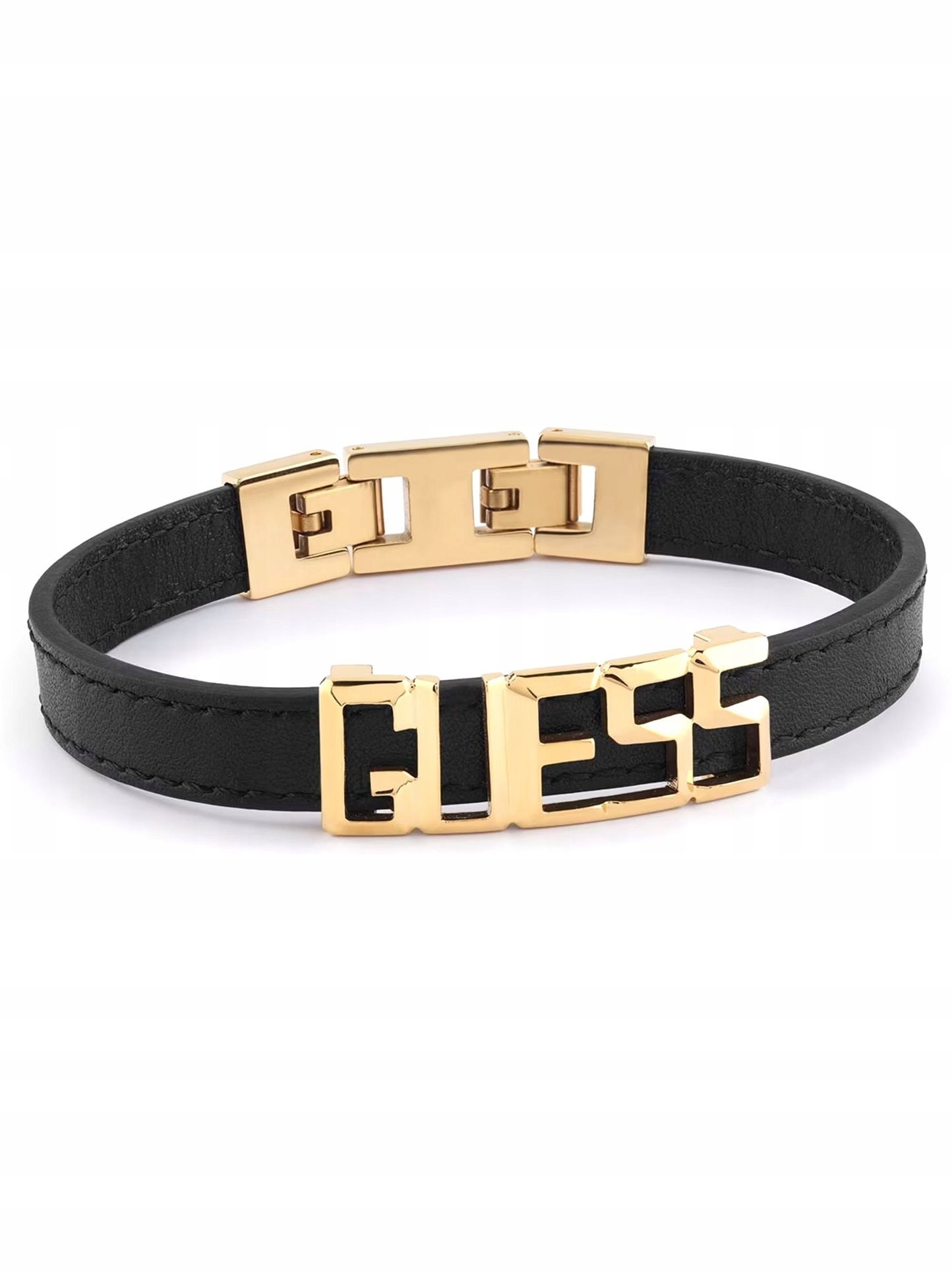 Guess Vegas kožený náramek se zlatým logem Guess JUMB03207JW