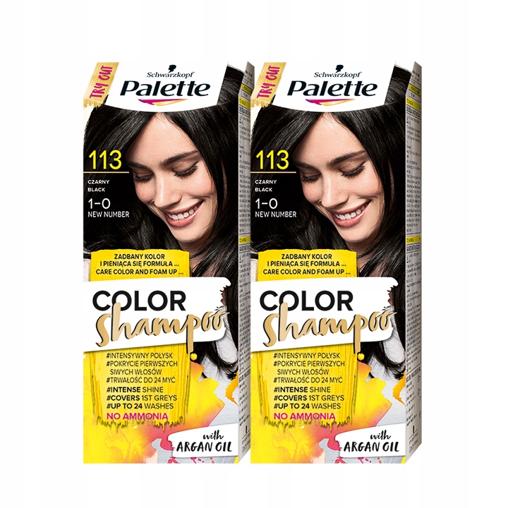

Palette Szampon Koloryzujący 113 Czerń 24 mycia x2