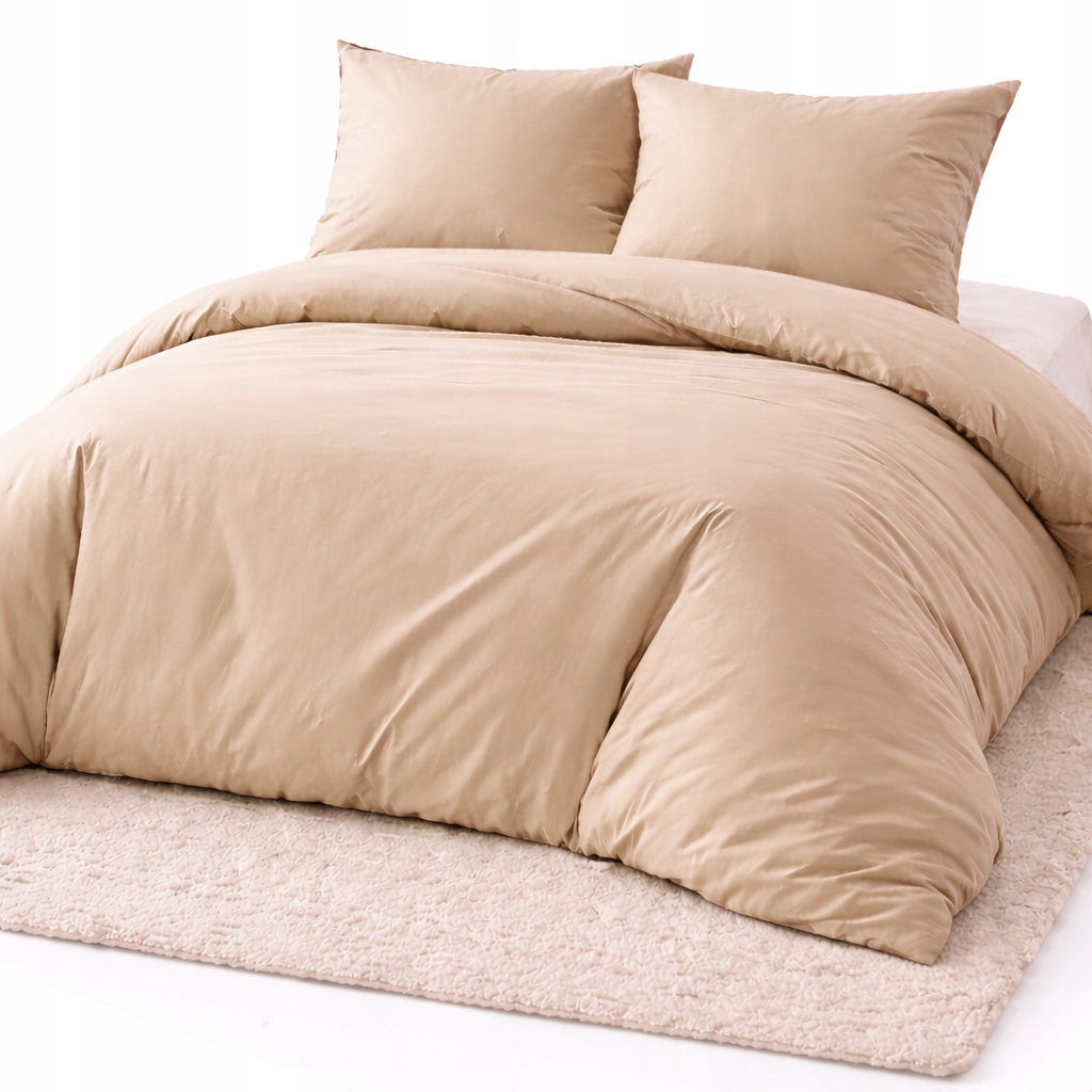 Povlečení 220X200+2X70X80 Jednobarevné Jako Saténová Béžová, Nemačkavá, Hladká