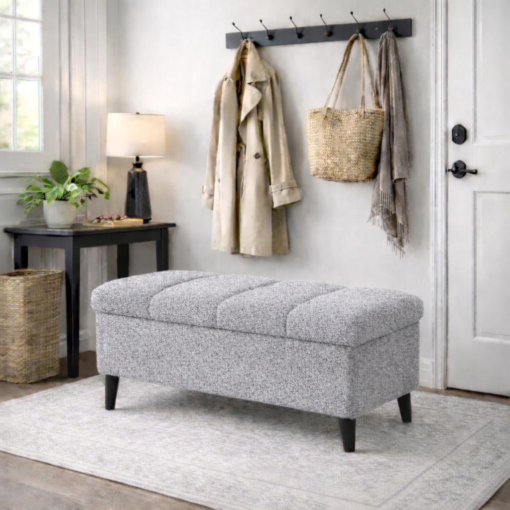 Pufa s úložným priestorom, otvárateľná taburetka, bouclé, čalúnená lavička 60 cm