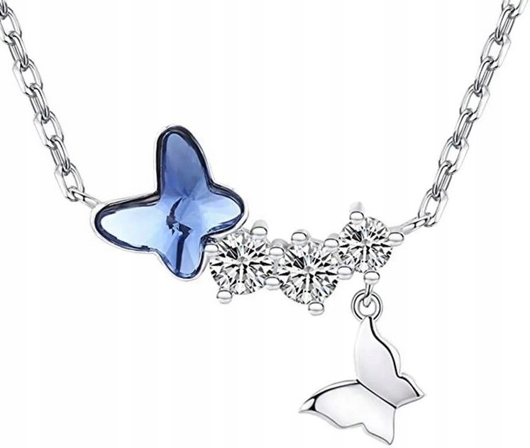 Dámský stříbrný náhrdelník řetízek s přívěskem křišťál motýlek stříbro 925