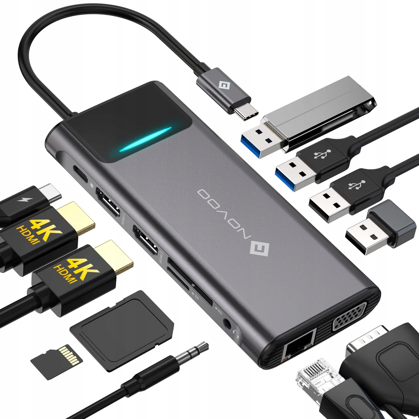 NOVOO STACJA DOKUJĄCA USB C 12 W 1