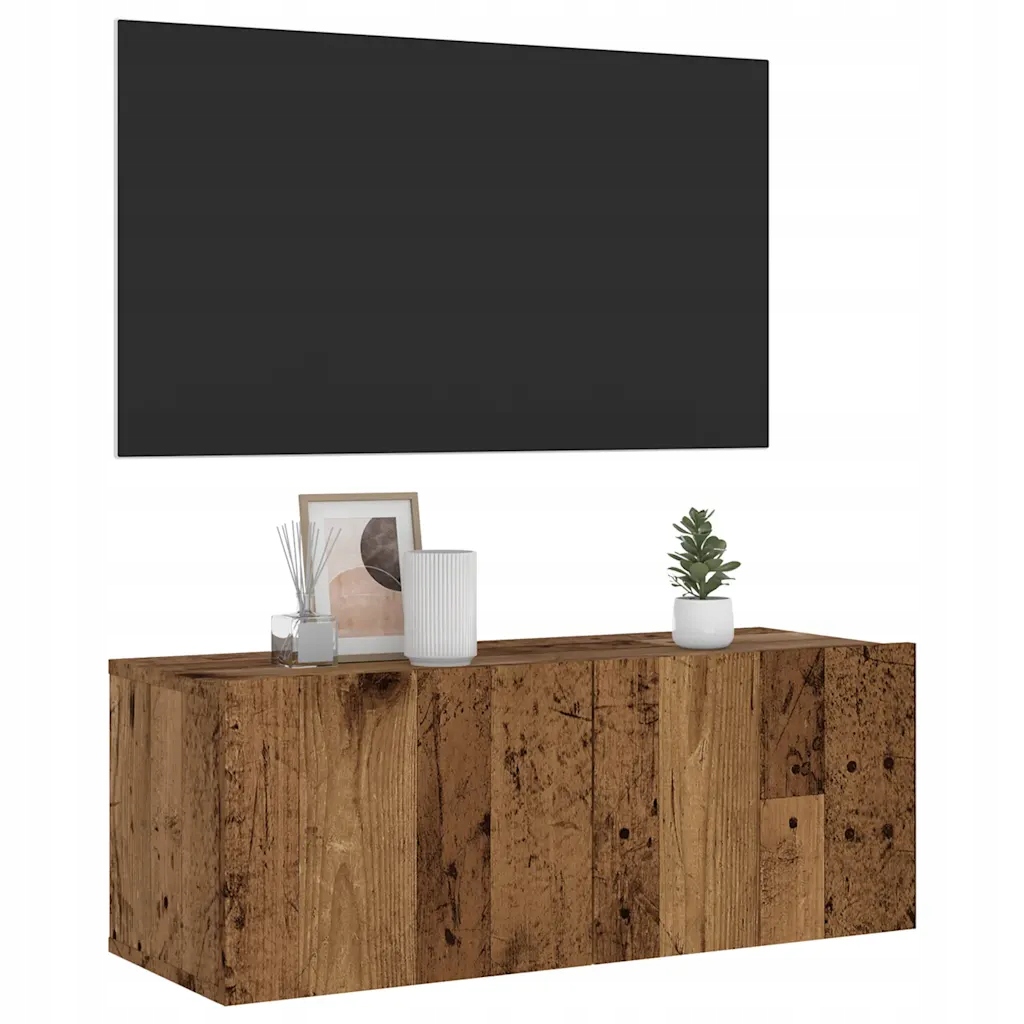 Nástěnná Tv skříňka old wood 80 x 30 x 30 cm kompozitní dřevo Hnědá 856016