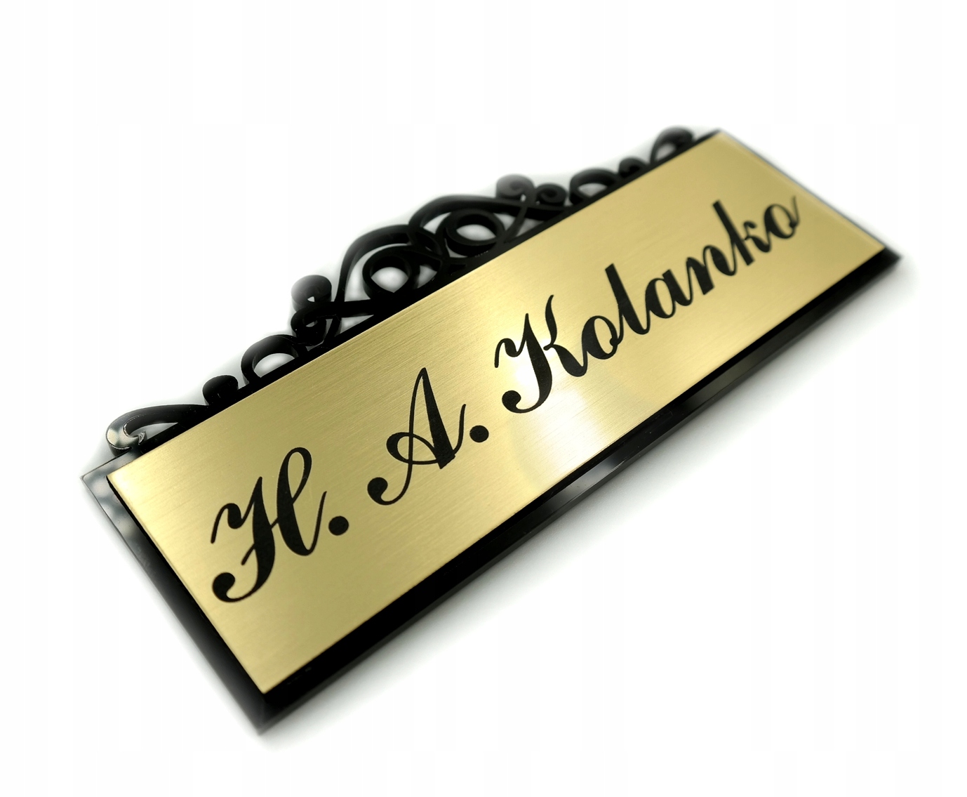 ELEGANCKA TABLICZKA z nazwiskiem laminat na pleksi NA DRZWI 19x9cm filtr UV