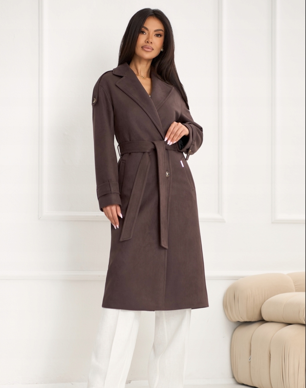 Zartex dámský trenčkotový kabát bez kapuce Dallas čokoláda SS26 velikost L