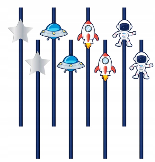 Słomki KOSMOS ufo rakieta na kosmiczne urodziny x8