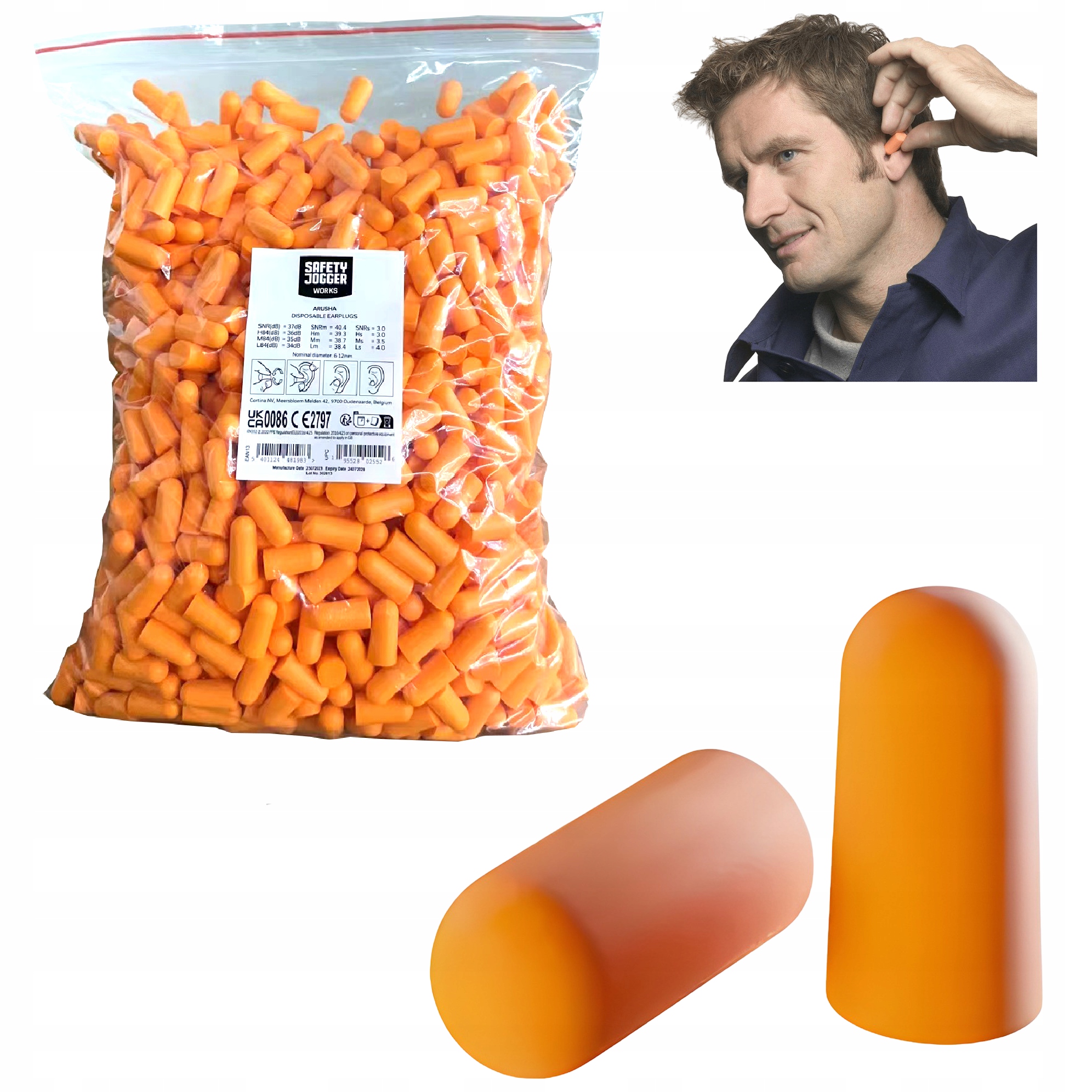 Pěnové špunty do uší Safety Jogger Arusha Refill Sáček 1000ks