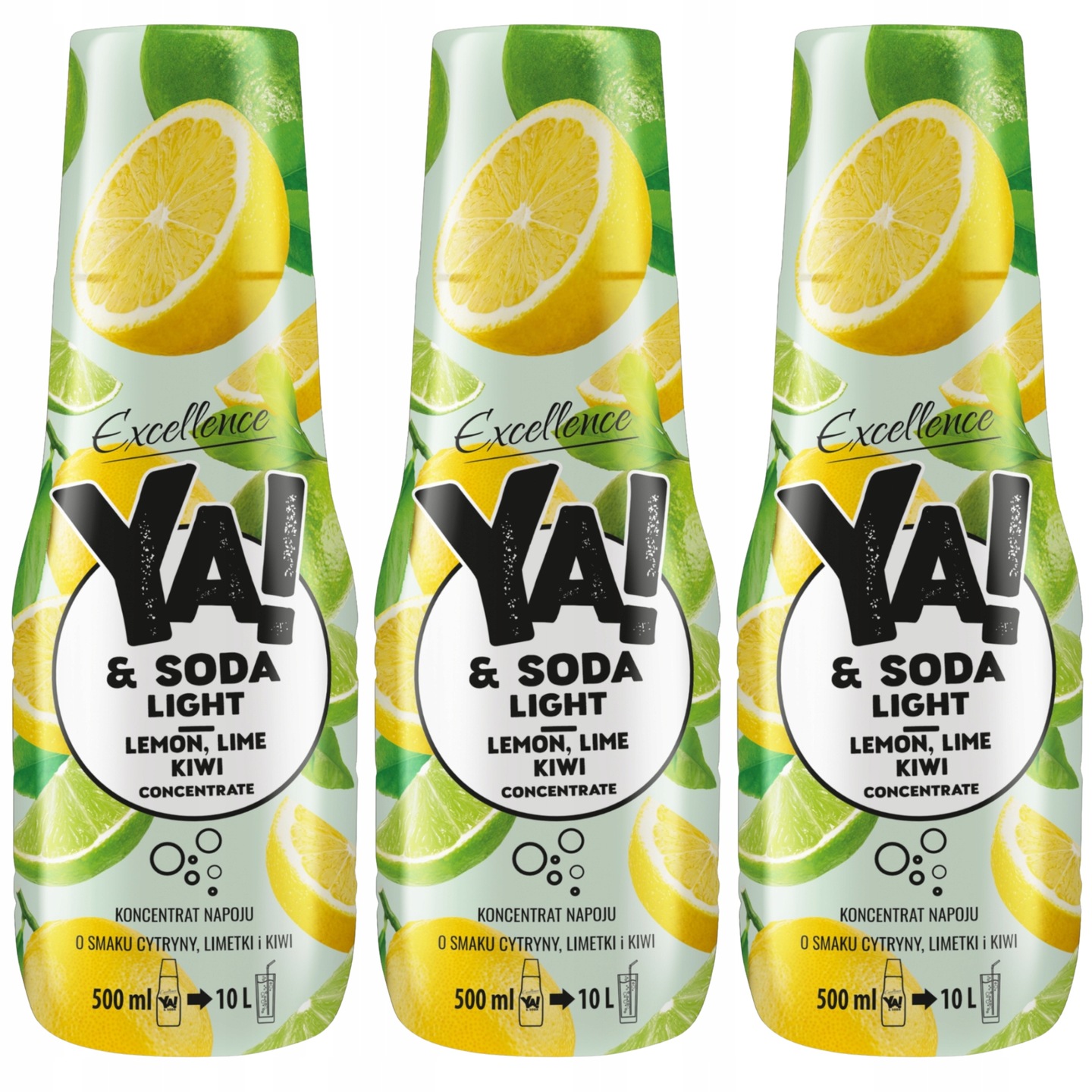 Ya! Koncentrát s příchutí citronu, limetky a kiwi light 500 ml x 3 kusy