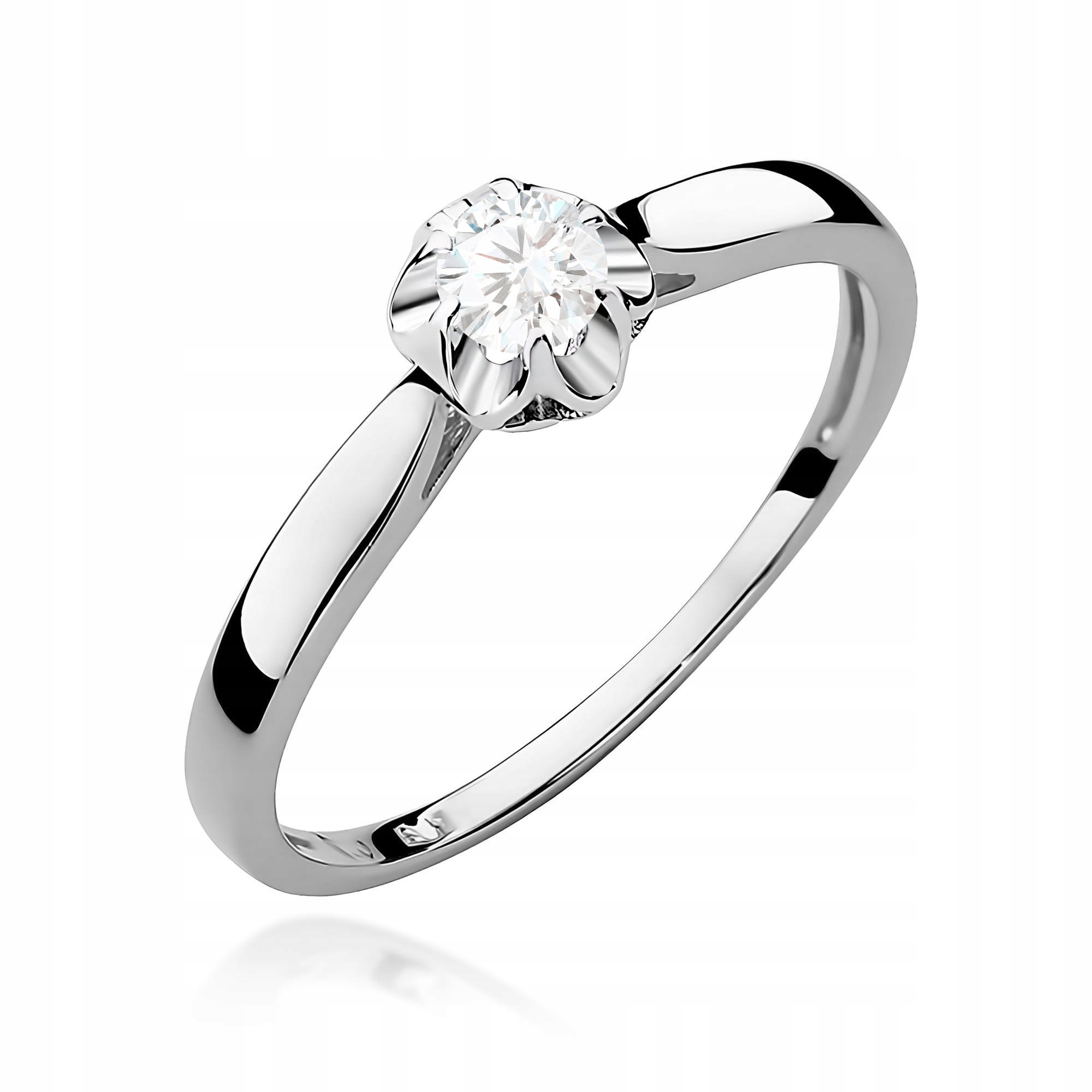 Prstýnek Z Bílého Zlata 585 S Diamantem Gravírování Bonus r17