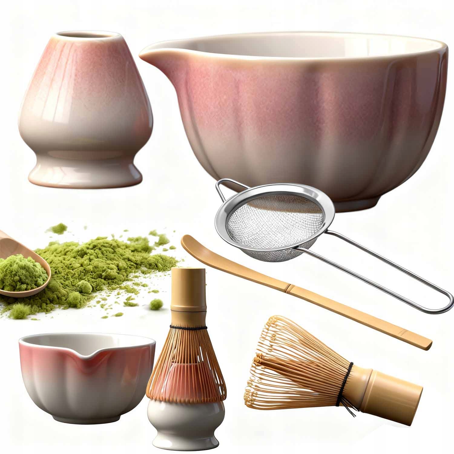 Levně Sada Nářadí Matcha 5V1 Velká Miska 450 ML Ideální Pro Přípravu