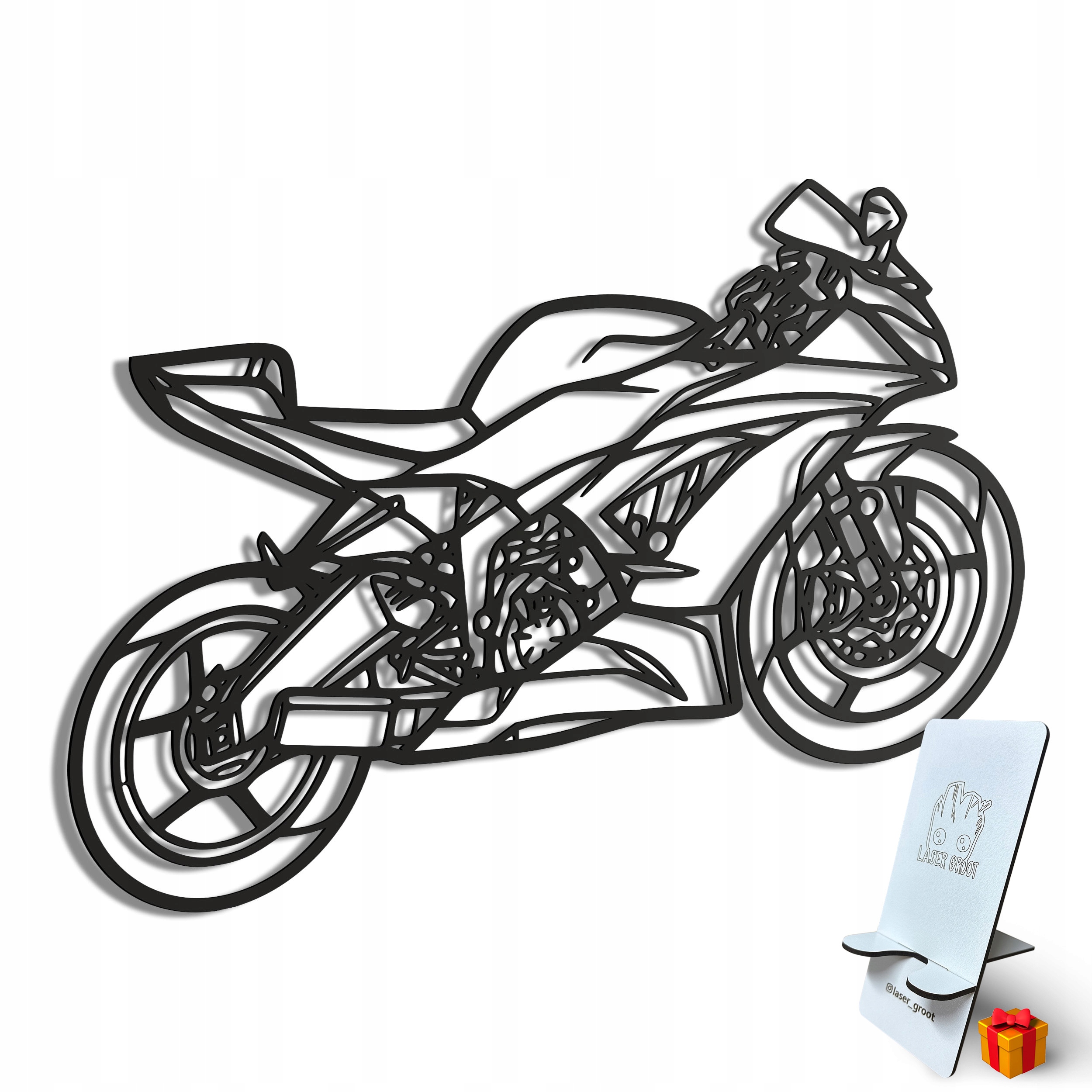 Dřevěný 3D obraz Kawasaki Ninja (636) line Nástěnná Dekorace Dárek XL